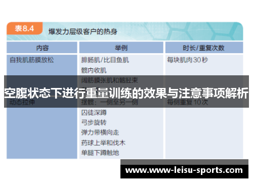 空腹状态下进行重量训练的效果与注意事项解析